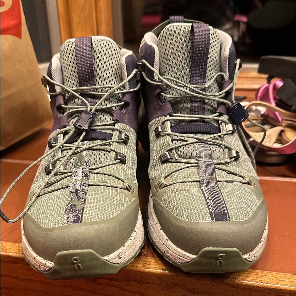 On Running Green and Purple hiking boots with Rugged Sole. Wore on one hike. - Picture 2 of 5